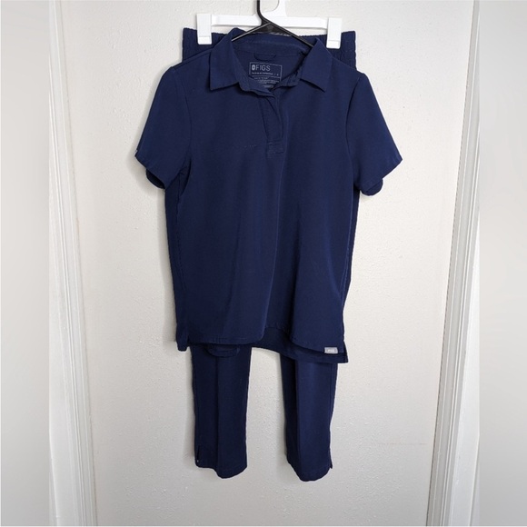 Figs Set Navy Yola Pants and Polo S - Picture 1 of 7